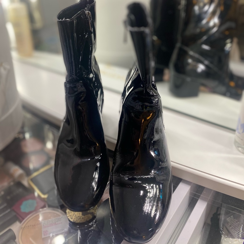 Boriken Patent Leather Zip Booties Size 6